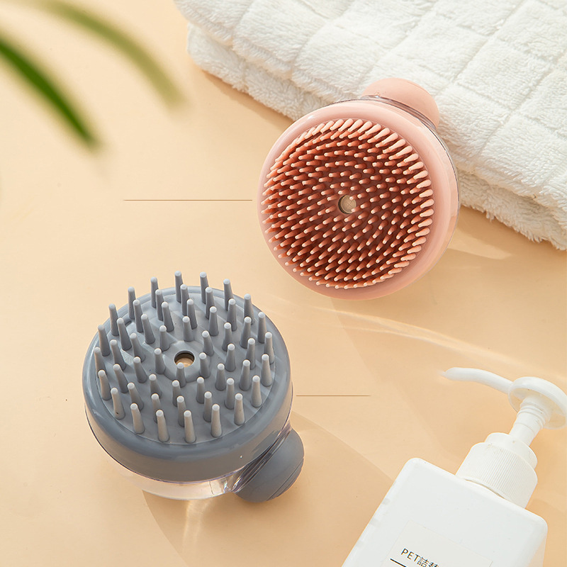 Factory direct scalp message brush  shampoo dispenser brush custom cleaning head bath silicon brush with shampoo dispenser