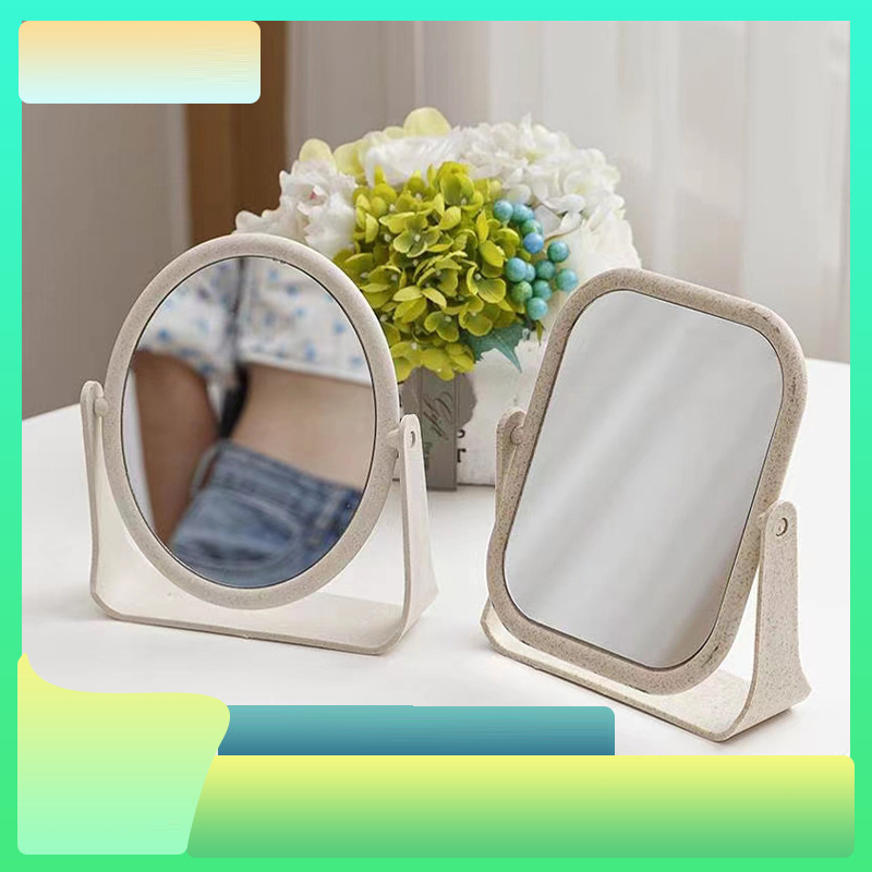 Bulk prices desktop double-sided mirror custom folding square oval rotating mirror table mirror for bathroom