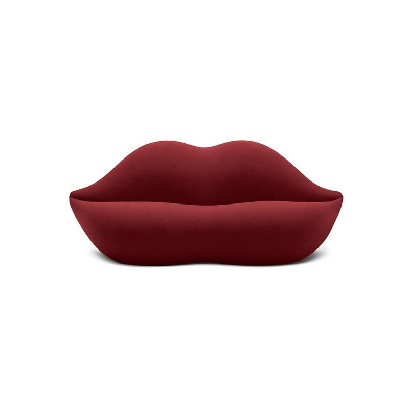 Hot Sale Red Lips Velvet Living Room Apartment Sofa Pink Red Lip Shaped Couch Sofa Kiss Shape Sofa Coffee Bar Decor ZY-T001