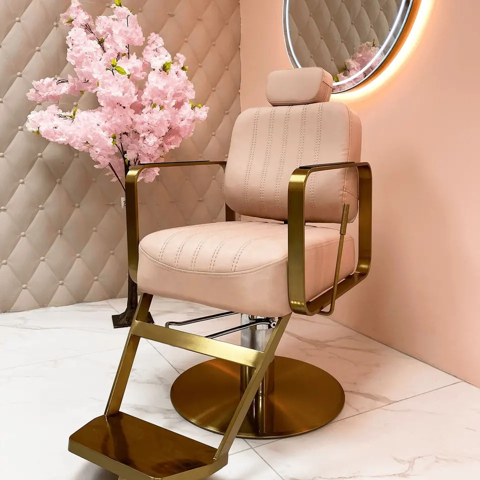 Luxury Barbershop Portable Salon Pink Shampoo Bowl And Chair Hair Salon Furniture