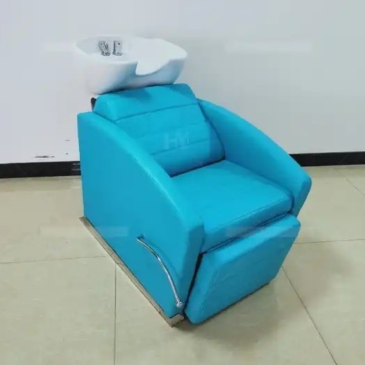 Newest Hair Salon Furniture White Portable Remote Adjustable Electric Shampoo Chair With Bowl Sink For Sale