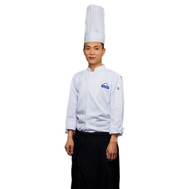 White Polyester Cotton single-breasted jacket French Italian Chef Uniform  Custom Coat FREE DESIGN High Quality