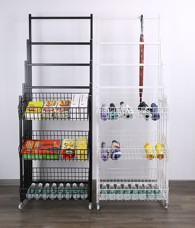 Customized Metal Supermarket Wire Basket Display Umbrella Promotion Rack