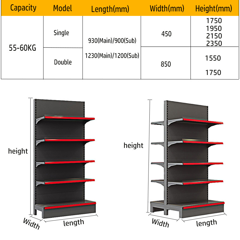 Heavy Duty Supermarket Metallic Shelves /shelves For General Store Supermarket Shelf Gondola Shelving