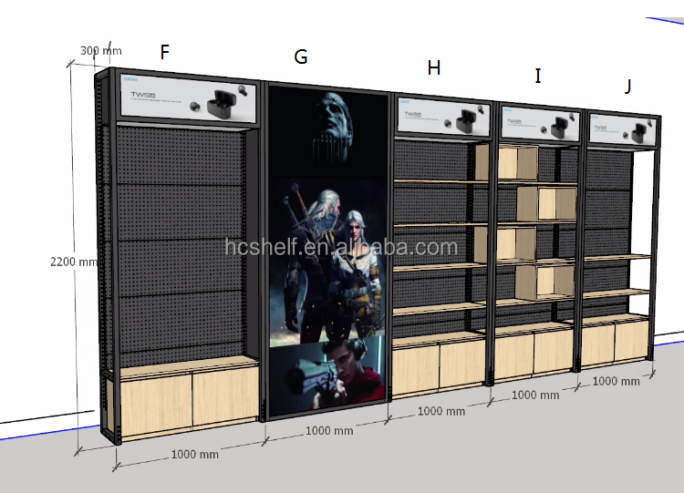 Foshan Cell Phone Showcase for Mobile Phone Accessories Shop Display Decoration Design Wall Display Mobile Phone Shelf