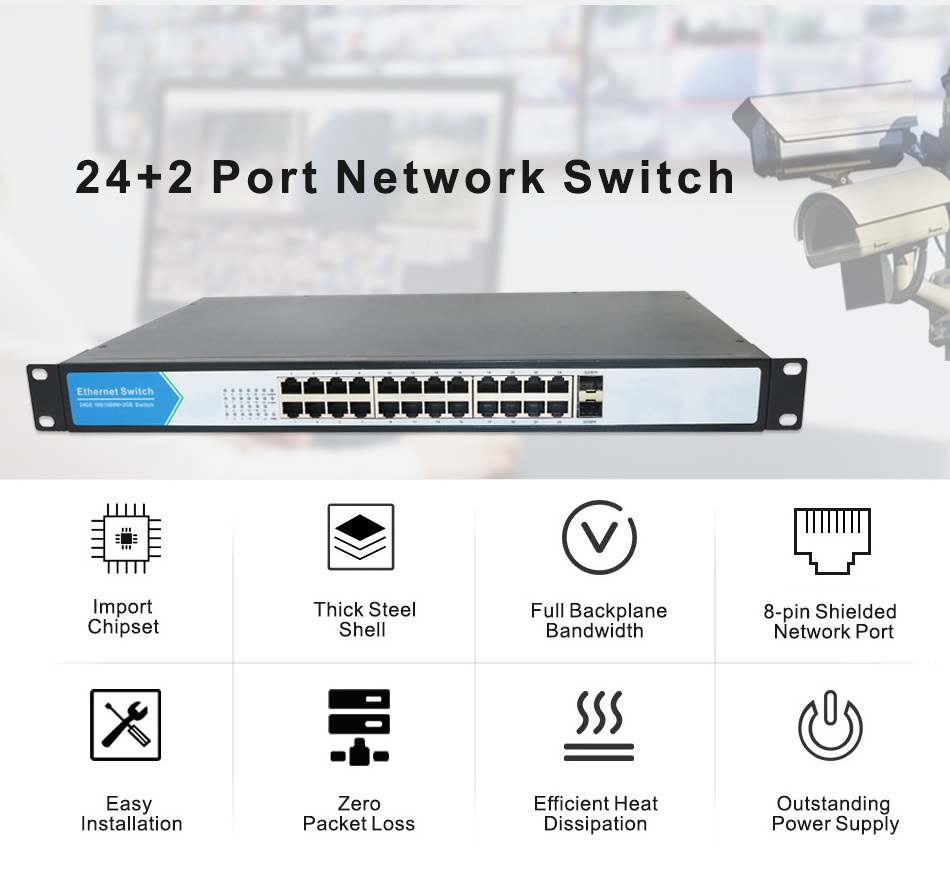 Rack 10g l3 Din Rail Mount 1000 Mbps Networking l2 Sfp 24 Port Desktop Gigabit Network Switches