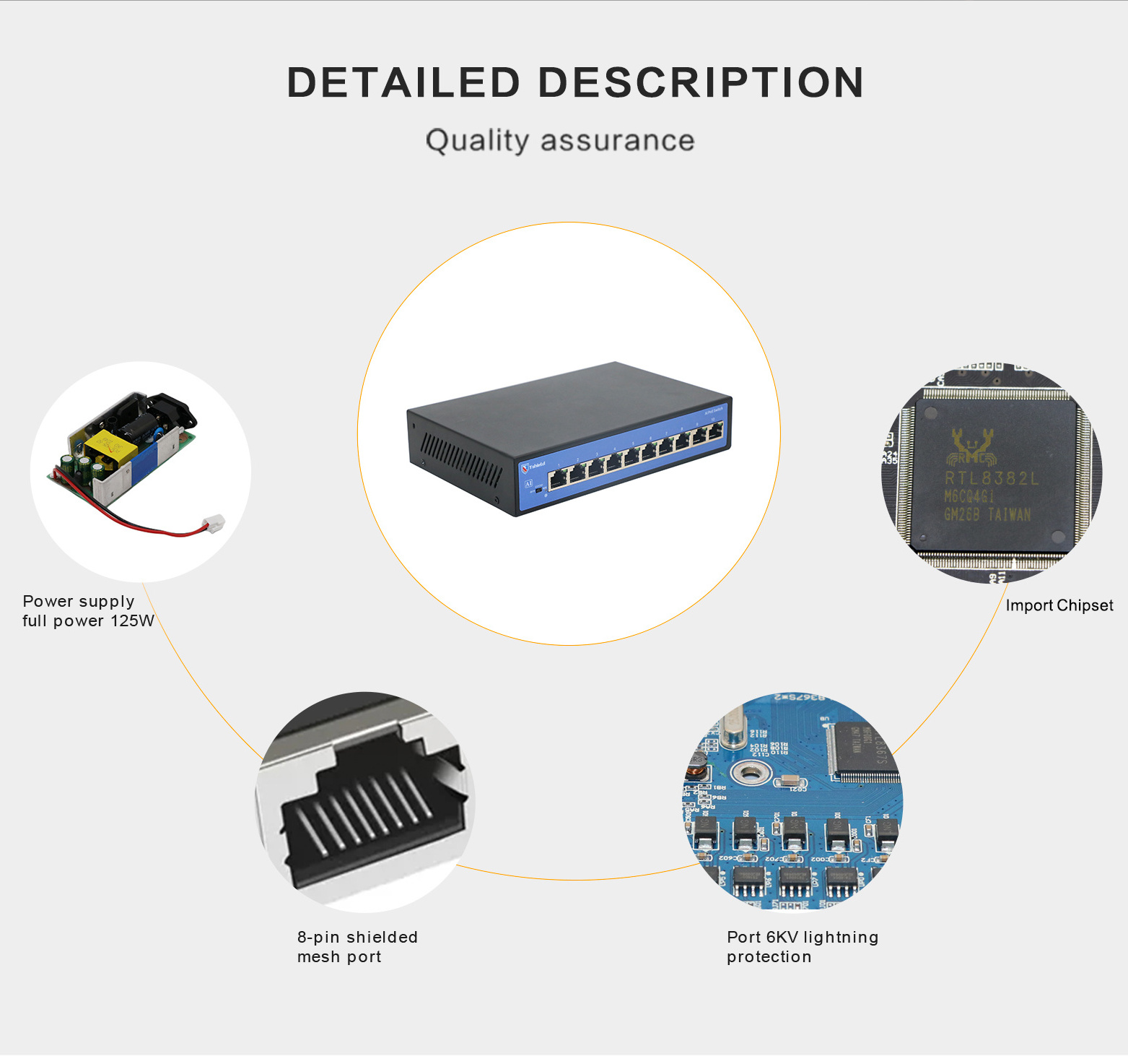 T-shield 8-Port Poe Switch Unmanaged Network Ethernet Poe Switch 48V for Hikvision IP Camera 250m 4 8 9 10 16 24 32 Port