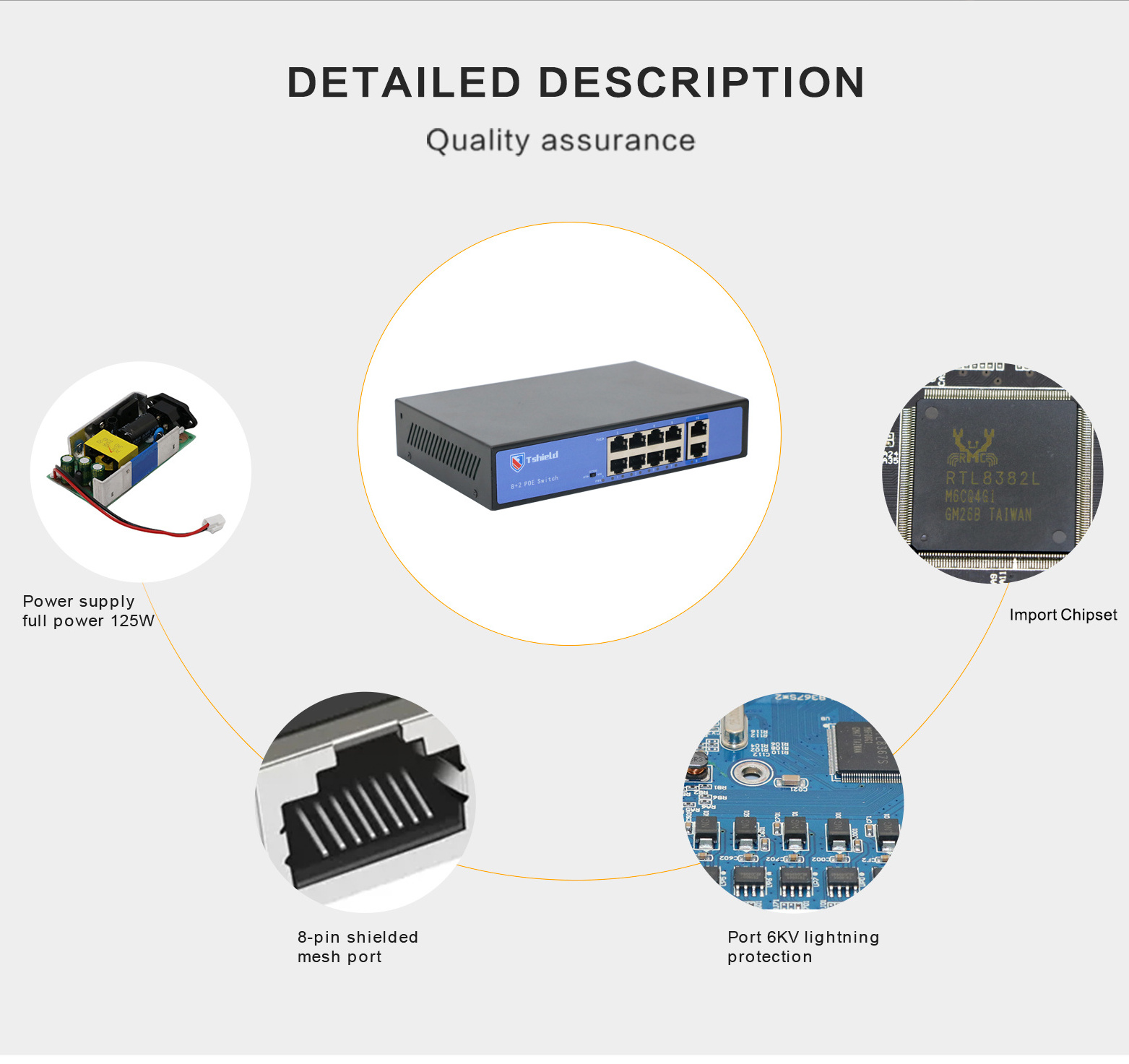 T-shield OEM Gigabit CCTV Network Switch with 8/16/24/32/48 Ports PoE Switch for 10/100/1000Mbps Hikvision IP Camera