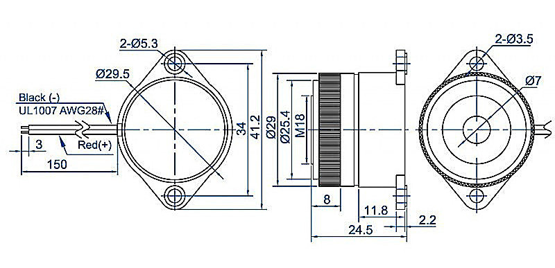 30MM*24MM 3024 DC 12V 24V 95dB 3 wire piezo pulse tone beeper Continuous alarm piezoelectric active buzzer