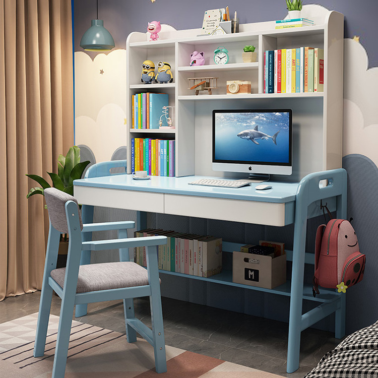 Single Seat Children's Bedroom Drawer Storage Design Home Dormitoryl Height Adjustable Student Reading Solid Wood Study Table