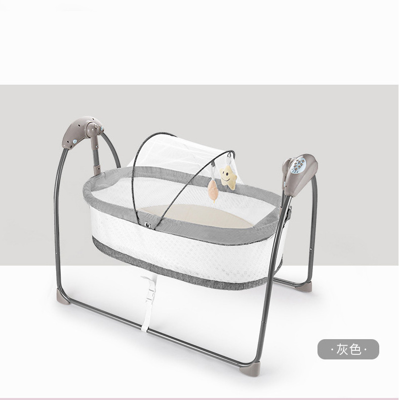 Portable Comfortable Mesh Crib for Newborns Baby Rocking Bouncer Automatic Swing Cot for 0-36 Months