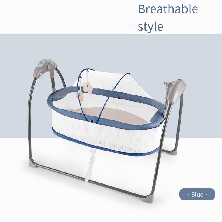 Portable Comfortable Mesh Crib for Newborns Baby Rocking Bouncer Automatic Swing Cot for 0-36 Months