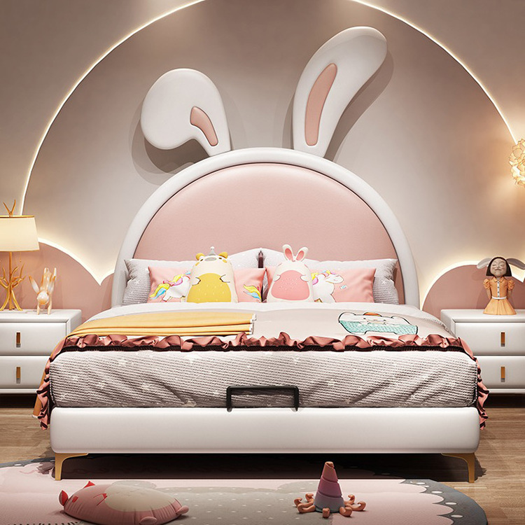 Good selling Pink rabbit shaped bed Design Single Bed Princess Bed for Girls