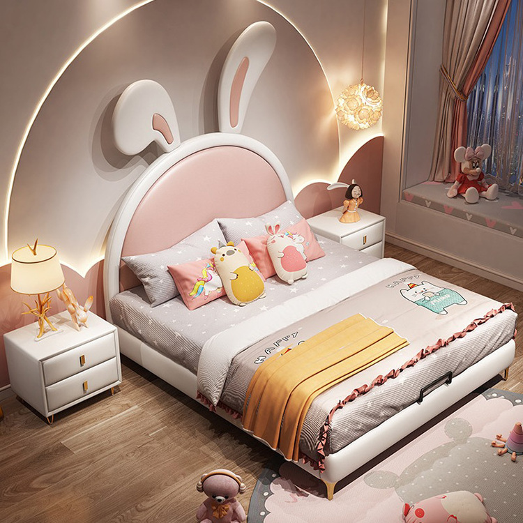 Good selling Pink rabbit shaped bed Design Single Bed Princess Bed for Girls