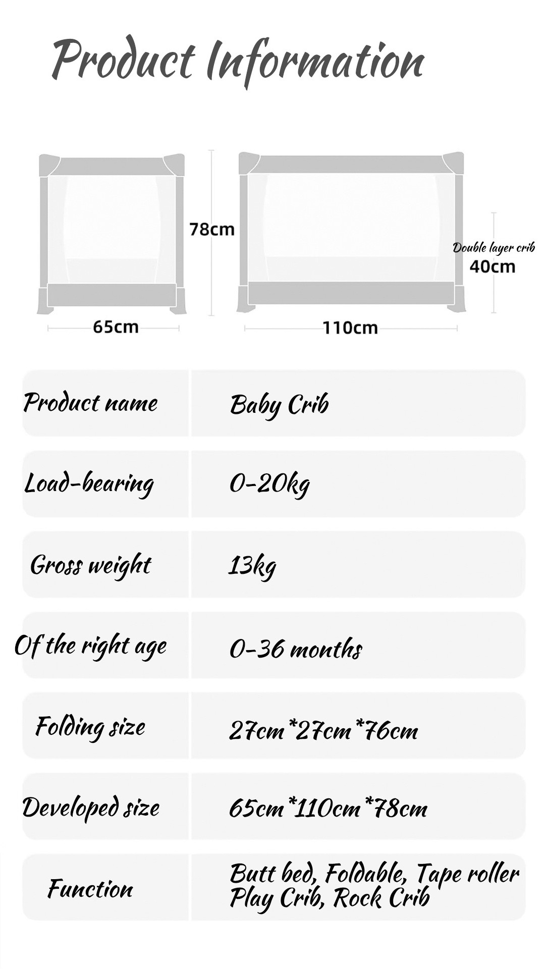 King Size Cot Bed Foldable Sbabying Baby Crib Kids' Beds Tube Cradle Stoving Varnish Steel Babysinet Berceau Pour Bb Baby Metal