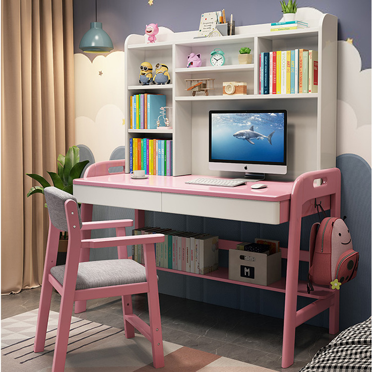 Single Seat Children's Bedroom Drawer Storage Design Home Dormitoryl Height Adjustable Student Reading Solid Wood Study Table