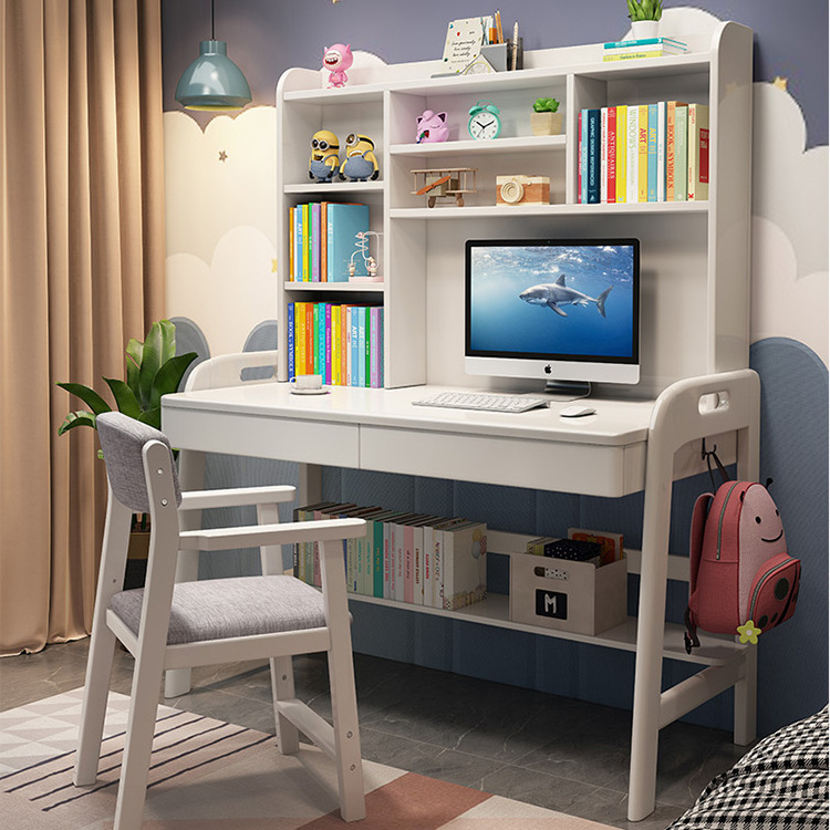 Single Seat Children's Bedroom Drawer Storage Design Home Dormitoryl Height Adjustable Student Reading Solid Wood Study Table