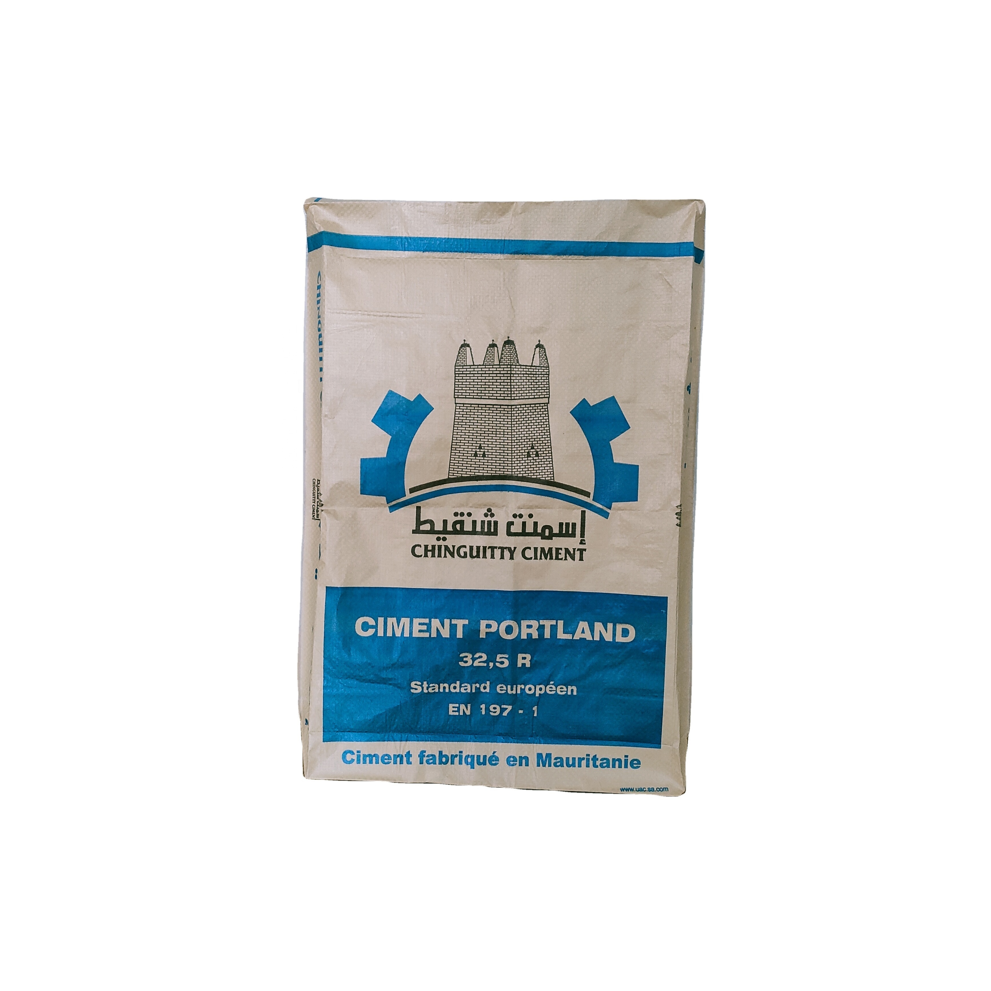 Waterproof empty 25kg 50kg laminated pp valve cement bag with block bottom