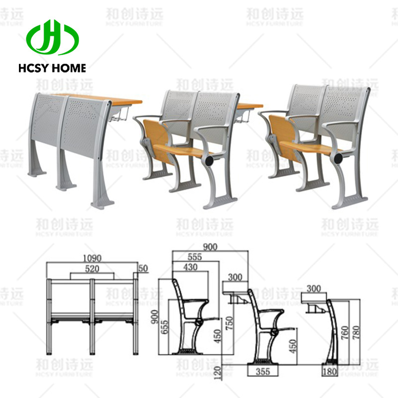 High Quality Student Desk and Chair College University Classroom Furniture Folding Step Chair And Desk for School