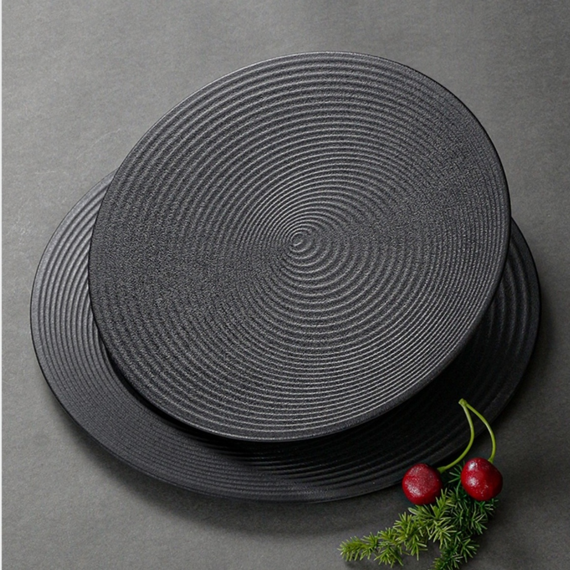 High Quality Black Melamine Dinner Plate Sashimi Round Tray Dinnerware Set