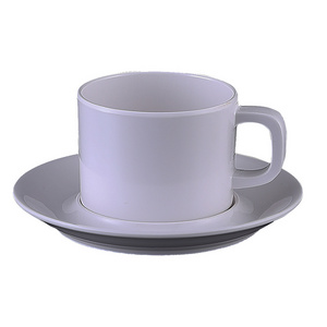 High quality drinking mug wholesale tea cups and saucers melamine white tea coffee mug with saucer