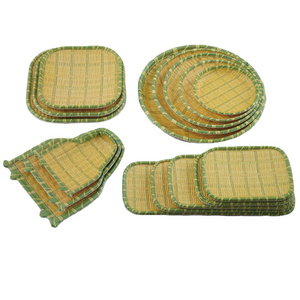 Food grade bamboo pattern melamine plastic dinner rattan plates rattan plate chargers