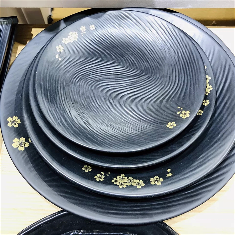 Wholesale Free Sample Restaurant Round Plate Melamine Custom Print Dinner Plate Dish Plastic Reusable Charger Plates