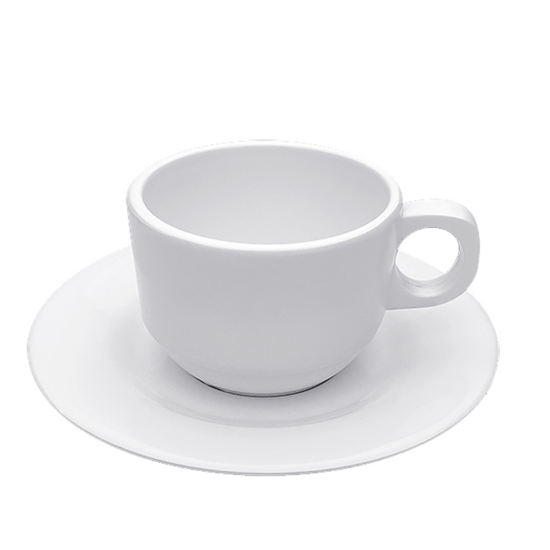 High quality drinking mug wholesale tea cups and saucers melamine white tea coffee mug with saucer