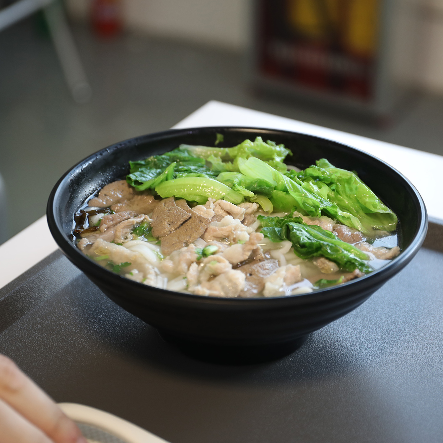 Japanese Style Black Melamine Dinner Bowl, Ramen Bowl Set of 2