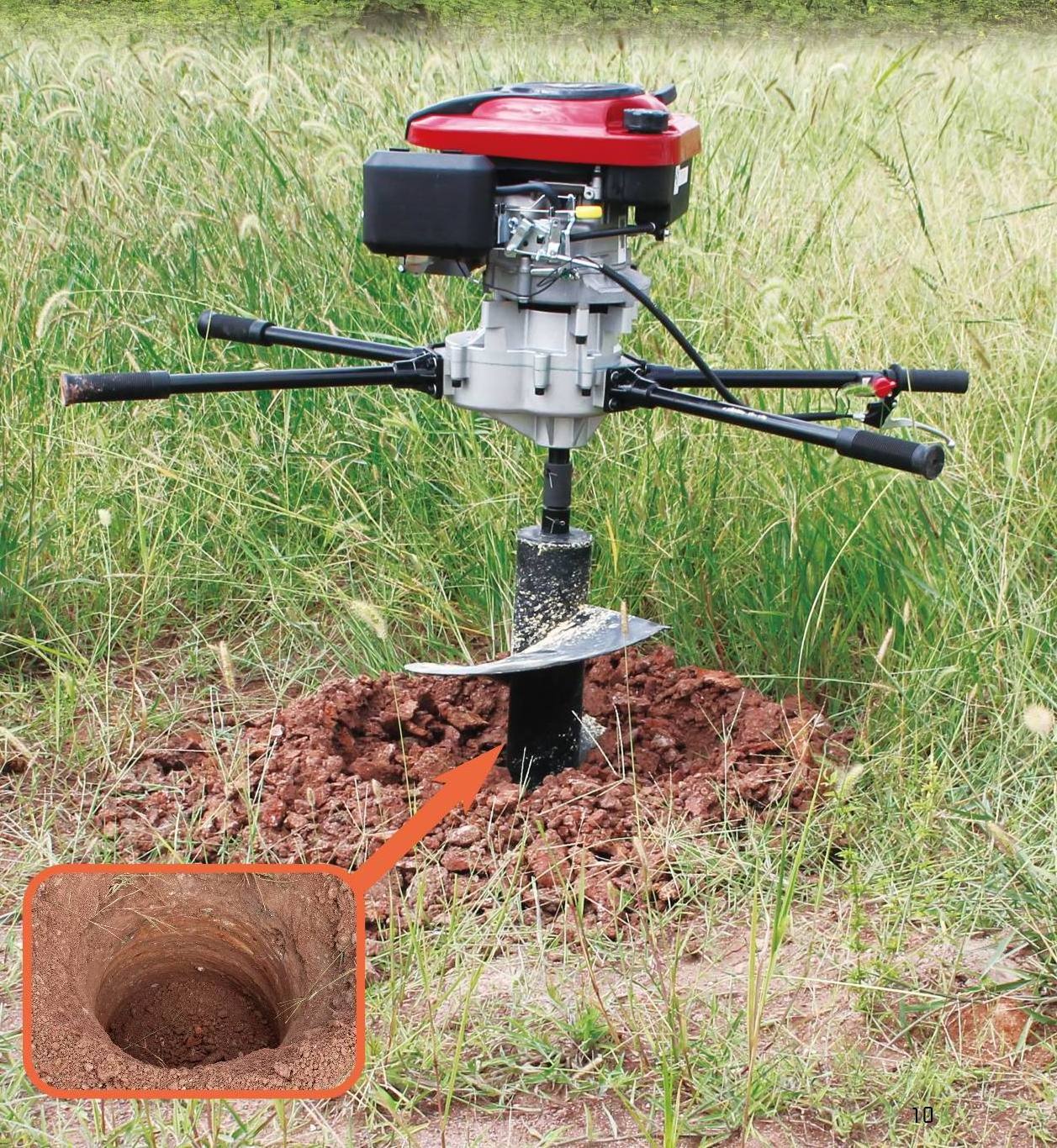 71cc earth auger with brake or gasoline post hole digger or hand hole digging tool or hand manual tree planting machine