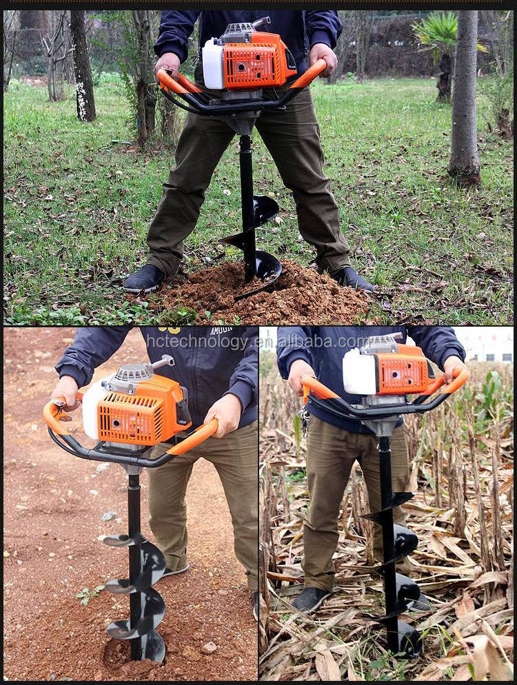 71cc earth auger with brake or gasoline post hole digger or hand hole digging tool or hand manual tree planting machine