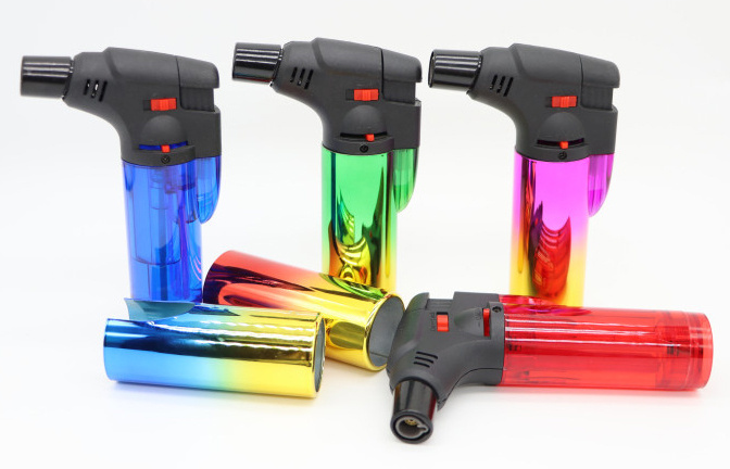 Creative Pistol Model Jet Torch Lighter Spray Gun Butane Two Flame Smoking Cigar