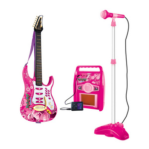 Hot sale style kids musical instruments electric guitar toy set with microphone