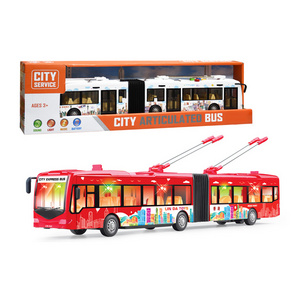 Friction city articulated bus plastic toy mini bus with light and music