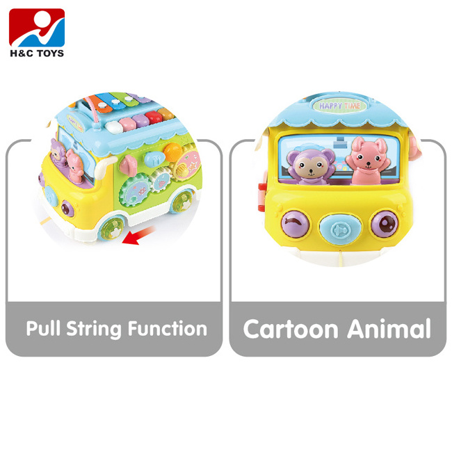 Sliding cartoon mini educational bus toys educational game kid toy baby teaching