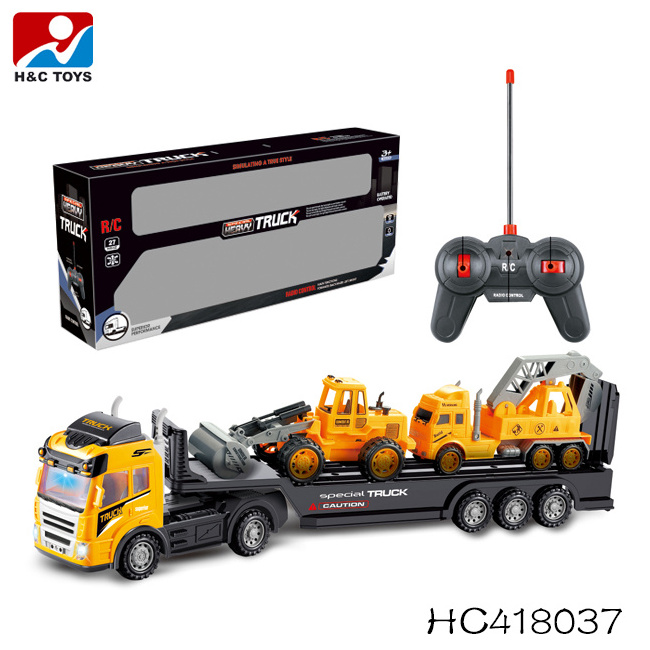 4 channel remote control construction truck rc truck trailer with lights