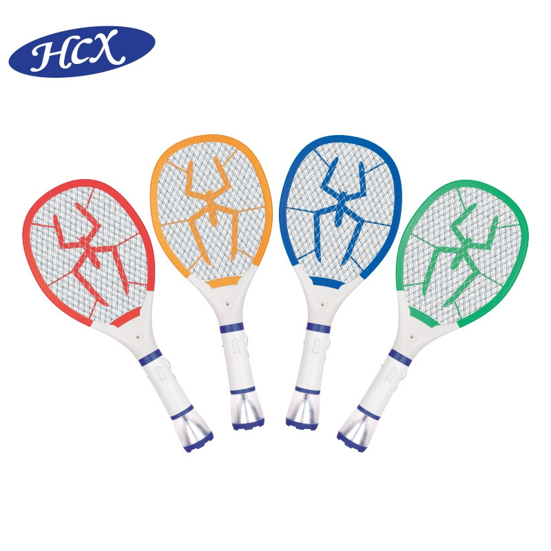 electric bug zapper HCX-732-3721-7 Rechargeable mosquito killer mosquito racket with 6LED camping function electric bug swatter