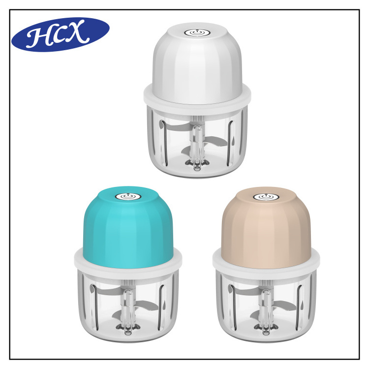 Mini food chopper with glass cup meat vegetable cutter chopper electric kitchen food processor with three blades