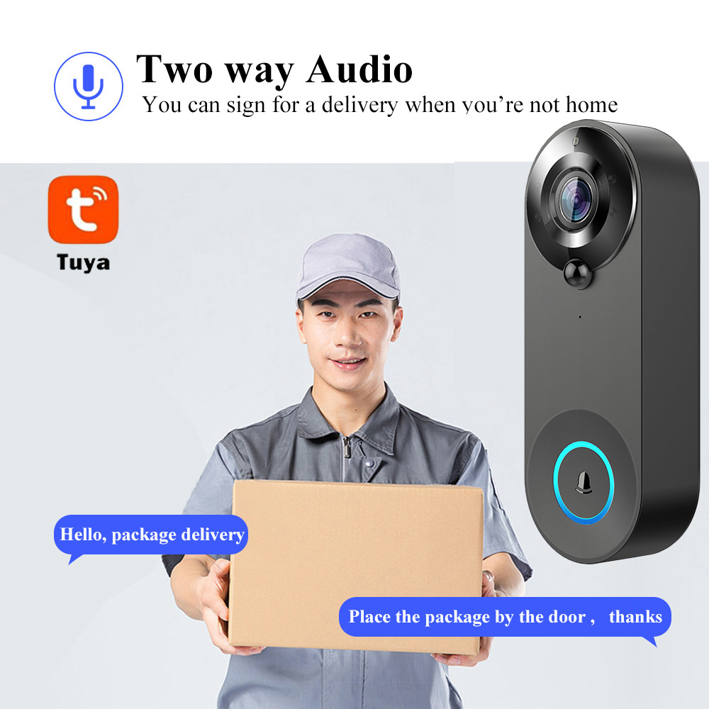 AKS Factory Direct Tuya Smart  Black Blink Video Doorbell With WiFi Camera