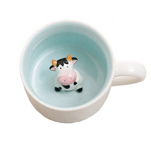 Cow Cute Cartoon Mugs Animal Ceramic Coffee Mugs Creative Men and Women Couple Water Cups with Crafts Porcelain Small Cow Animal