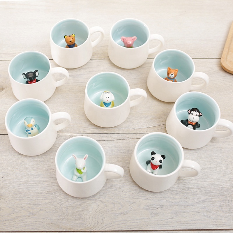 Cow Cute Cartoon Mugs Animal Ceramic Coffee Mugs Creative Men and Women Couple Water Cups with Crafts Porcelain Small Cow Animal