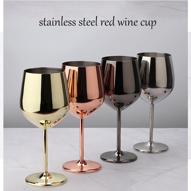 HOT SALE 500ml single-layer stainless steel tall red wine cold drink glass with copper plating