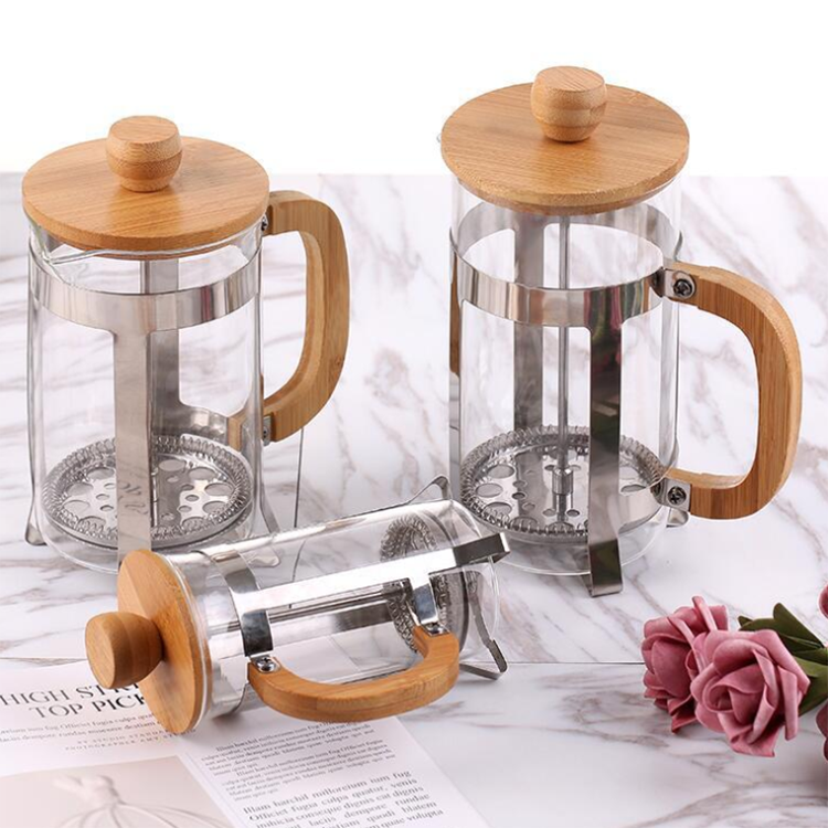 Unique Bamboo French Press Coffee and tea maker for home office