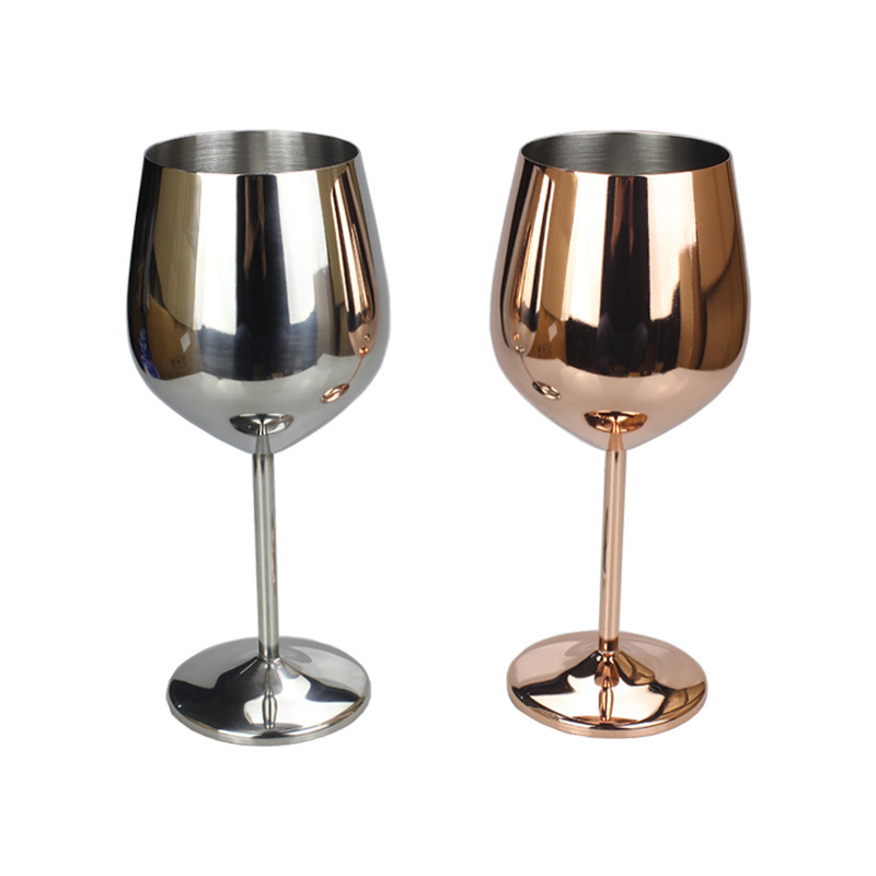 HOT SALE 500ml single-layer stainless steel tall red wine cold drink glass with copper plating