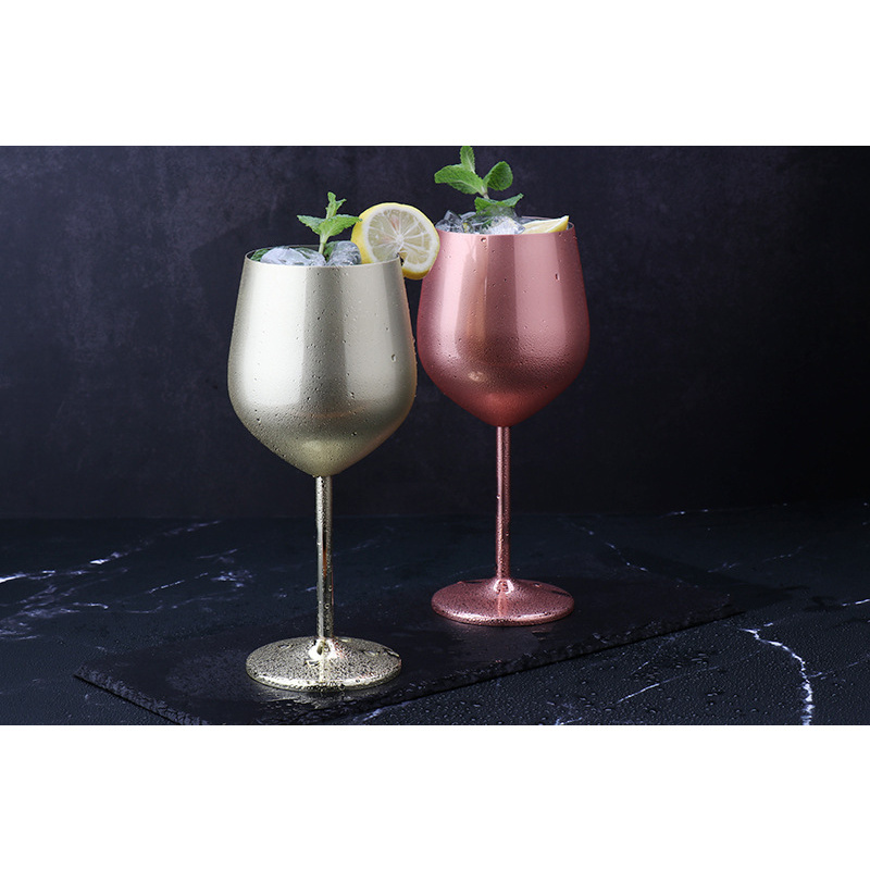 HOT SALE 500ml single-layer stainless steel tall red wine cold drink glass with copper plating