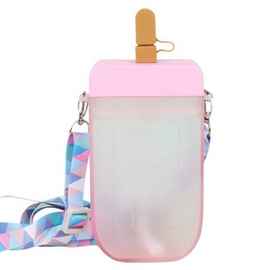 HOT SALE 300ml Creative Popsicle bottle Straw Cup Fashion Ice Cream Plastic water bottle Outdoor Student Cute Portable Water Cup