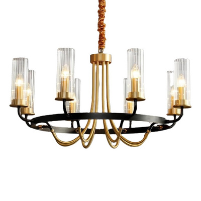 Brass Gold Glass Chandelier for Farmhouse Decor Bedroom Living Room Dining Room Kitchen Island Entry Foyer Lights