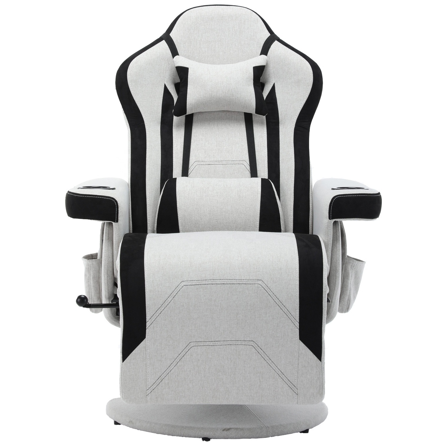 Luxury Gaming Chair With Cup Holder White Racing Style PU Leather Ergonomic Seat Swivel Office Gaming Sofa With Footrest