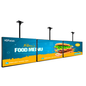 HDFocus 32 43 49 50 55 inch Hanging Digital Menu Board  Sign Billboard Advertising Menu Display Screen for Fast Food Restaurants