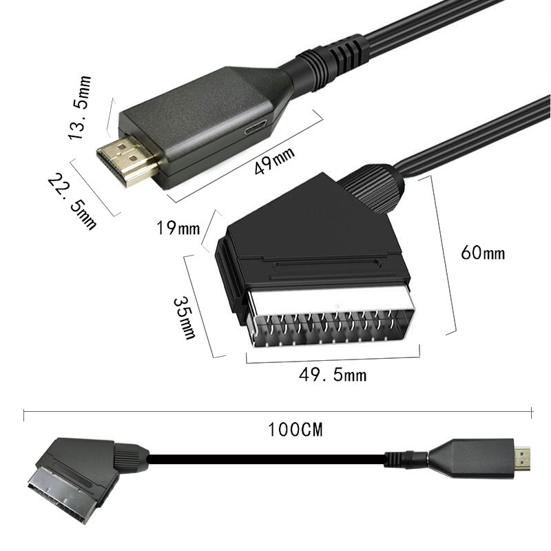 HDMI To Scart RCA AV Converter Cable Adapter Upscale Converter PAL/NTSC for HDTV DVD Crt TV Vhs Video Recorder